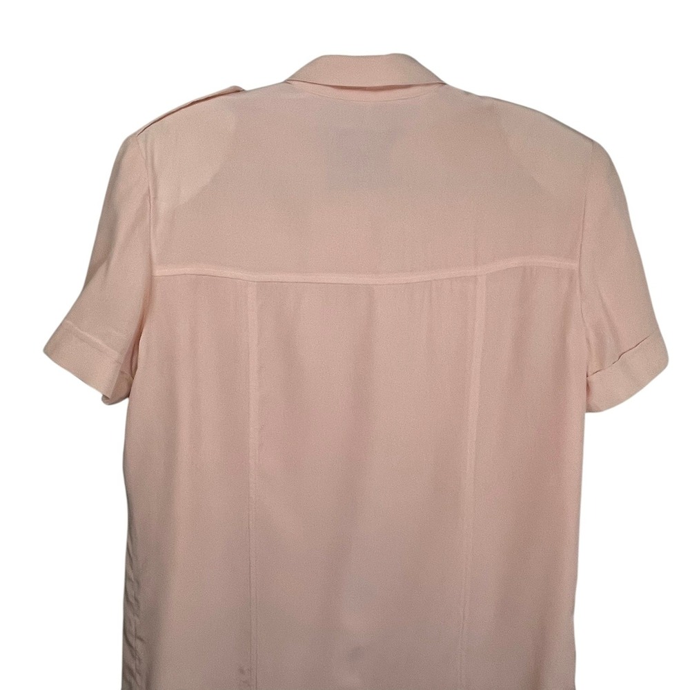 August Silk Womens Pink 100% Silk Short Sleeve Button Front Shirt Dress Size 14 - Picture 5 of 13